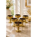 YzHome 6 Lı Gold Kaplama Cam Ayaklı Kahve Yanı Lokumluk Kase Sosluk Kahvaltılık 75ml