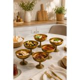 YzHome 6 Lı Gold Metal Ayaklı Metal Kase Tabak İkramlık Sunum Kasesi Sunumluk 8*9cm