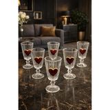 Yzhome 6 Lı Kristal Cam Flüt Kahve Yanı Bardağı Kalp Bardak Kalpli 75ML - Şeffaf