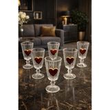 YzHome 6 Lı Kristal Cam Flüt Kahve Yanı Bardağı Kalp Bardak Kalpli 75ml