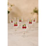 YzHome 6 Lı Kristal Cam Kahve Yanı Bardağı Kiraz Bardak Kirazlı 75ml