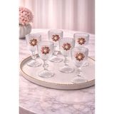 Yzhome 6 Lı Kristal Cam Kahve Yanı Su Bardağı Inci Lotus Bardak 75ML - Şeffaf