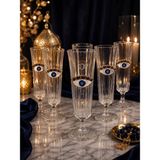 Yzhome 6 Lı Kristal Cam Nazar Göz Kahve Yanı Bardağı Su Bardak 150ML - Şeffaf