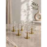 Yzhome 6 Lı Metal Gold Ayaklı Cam Üzüm Kahve Yanı Bardağı Mini Bardak 11*4cm - Şeffaf