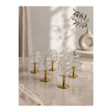YzHome 6 Lı Metal Gold Ayaklı Cam Üzüm Kahve Yanı Bardağı Mini Bardak 11*4cm