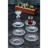 Yzhome 6 Lı Modern Tasarım Kristal Cam Çay Tabağı Kase Beyaz Renk Yuvarlak Desenli - 12 x 12 cm