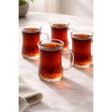 YzHome 6'lı Borosilikat İnce Cam Kulplu Pinterest Çay Bardağı Bardak