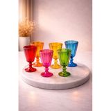 YzHome 6'lı Cam Flüt Renkli Kahve Yanı Su Bardağı Kadeh, 75ml, Çok Renkli yz.ymrfbardak