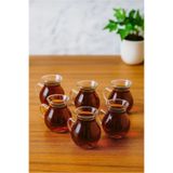 YzHome 6'lı Keyfi Ala Borosilikat Cam Kulplu Çay Bardağı 220ml Bardak