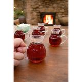 Yzhome 6'lı Keyfi Ala Çizgili Borosilikat Cam Kulplu Çay Bardağı 220ML Bardak - Şeffaf