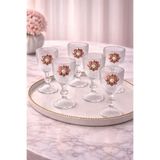 YzHome 6'lı Kristal Cam Kahve Yanı Su Bardağı, İnci Lotus Deseni, 75ml, Şeffaf yz.incilotusjogo