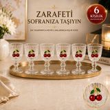 Yzhome 6'lı Şeffaf Kristal Cam Kahve Yanı Bardağı Kiraz Desenli 75 ml Pratik Kullanım İçin Tasarlandı