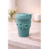 YzHome Acar Porselen Kupa Bardak, Silikon Kapaklı, Kahve Çay Ofis Bardağı, 400ml, Mavi yz.rx08476
