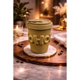 YzHome Acar Porselen Kupa Bardak, Silikon Kapaklı, Kahverengi, 400ml