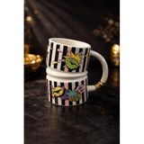 YzHome Acar Porselen Lüks Büyük Boy Desenli Meşrubat Çay Kahve Bardağı, 400ml, Siyah yz.KAI-09356