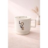 Yzhome Acar Porselen Lüks Love Desenli Kahve Meşrubat Çay Bardağı Bardak Kupa 325ML - Gri