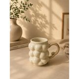 Yzhome Acar Porselen Lüks Üzüm Desenli Kahve Meşrubat Çay Bardağı Bardak Kupa 325ML - Krem