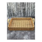YzHome BÜYÜK BOY Dikdörtgen Hasır Tepsi Servis Sunum Tepsisi Organizer Düzenleyici 40*30cm