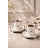 Yzhome Gümüş Yaldızlı Porselen Lotus Çiçek Kahve Fincan Takımı 2 Li 100 ml 4 Parçalı Set