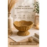 YzHome Hasır Rattan Ayaklı Papatya Meyvelik Sepet Bol Kase Çok Amaçlı 15*24cm