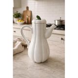 YzHome Seramik Vakum Kapaklı Kabak Yağlık, 1 Litre, Beyaz