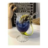 Yzhome Tekli Borosilikat Cam Çizgili Ayaklı Pipetli Kokteyl Bardağı 190 ml