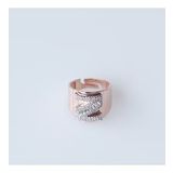 Z Harfi Baget Taşlı Rose Gold Kaplama Gümüş Yüzük
