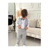 Z KİDS Gri Çizgili Yelekli Erkek Çocuk Bebek Takımı