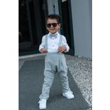 Z KİDS Gri Erkek Çocuk Bebek Gömlek Pantalon Salopet Takımı