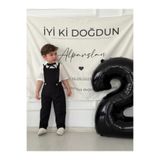 Z KİDS Siyah Bahçıvan Model Kısa Kollu Erkek Bebek Çocuk Salopet Set Takım