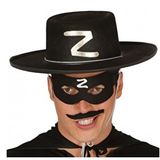 Z Logolu Yetişkin Zorro Şapkası Ve Zorro Maskesi Renksiz