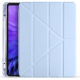 Z-Mobile Apple iPad Air 5. Nesil 2022 10.9" M1 Uyumlu Standlı Kapaklı Kılıf Kalemlik Bölmeli Silikon Kılıf - Mavi