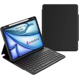 Z-Mobile iPad Air 11" M4 M3 M2 Uyumlu Klavyeli Kılıf Bluetooth Kalem Bölmeli Darbeye Dayanıklı Tablet Kılıfı - Siyah - iPad Air 11 2024
