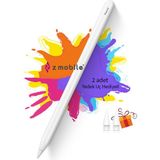 Z-Mobile iPad Pro 12.9" 4. 5. 6. Nesil Tablet Kalemi Avuç Içi Reddi ve Eğim Özellikli Manyetik Şarjlı Kalem - Beyaz