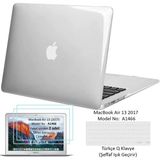 Z-Mobile MacBook Air 13 A1466 2017 Uyumlu Kılıf Kapak Parlak Şeffaf Ekran Koruyucu (2 Adet) Klavye Koruyucu Set - Gri - Şeffaf
