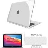Z-Mobile Macbook Air 13 M1 Çip A2337 A2137 Tam Uyumlu Alt Üst Kılıf + Klavye Kılıfı + Ekran Koruyucu Film 13.3” - Şeffaf Kılıf - Şeffaf Klavye