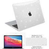 Z-Mobile Macbook Air 13 M1 Çip A2337 A2137 Tam Uyumlu Alt Üst Kılıf + Klavye Kılıfı + Ekran Koruyucu Film 13.3” - Simli Kılıf - Şeffaf Klavye