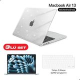 Z-Mobile Macbook Air 13" M5 M4 M3 M2 Koruyucu Kılıf A2681 A3113 A3240 A3449 Tam Uyumlu Set Kılıf Kapak Ekran ve Klavye Koruyucu Simli Şeffaf - Simli Şeffaf Parlak 02
