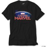 Z Zeplin Captain Marvel On World Siyah Tişört - 2XL