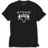 Z Zeplin Gta Five Black Logo Siyah Tişört - 5XL