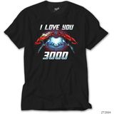 Z Zeplin Iron Man I Love You 3000 2 Siyah Tişört - 2XL