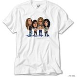 Z Zeplin Metallica Cartoon Beyaz Tişört - XS