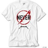 Z Zeplin Metallica Never Beyaz Tişört - 5XL