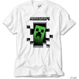 Z Zeplin Minecraft Creeper Inside Beyaz Tişört - 3XL