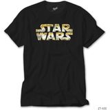Z Zeplin Star Wars Logo Detrited Siyah Tişört - XS