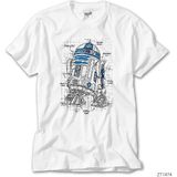 Z Zeplin Star Wars R2D2 Schema Beyaz Tişört - 3XL