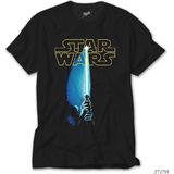 Z Zeplin Star Wars Sword And Logo Siyah Tişört - XS