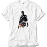 Z Zeplin Uncharted 4 Nathan Drake Siluet Beyaz Tişört - 3XL