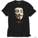 Z Zeplin V For Vendetta Maske Siyah Tişört - XS