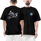 Z zepplin Bmw Gs Motorcycle Logo Ön Arka Baskılı Siyah Oversize Tişört